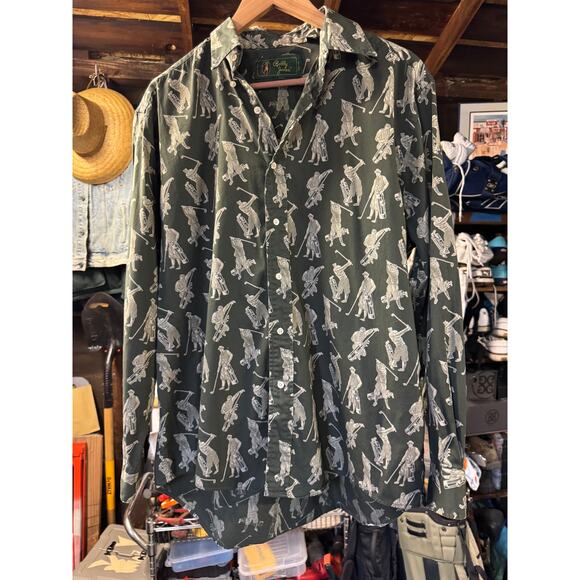 Vintage Bobby Jones Golf Shirt | Made in USA | All-Over Golfer Print | M - Picture 1 of 5